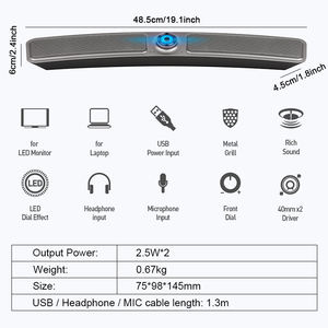 <span class=keywords><strong>Barre</strong></span> <span class=keywords><strong>de</strong></span> <span class=keywords><strong>son</strong></span> incurvée RGB pour gaming, grille métallique peu encombrante, <span class=keywords><strong>son</strong></span> surround 3D, basses améliorées, effets multicolores, compatible téléphone portable - Product Image 2