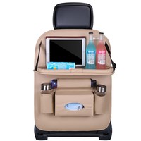 Sac de rangement pour siège arrière de voiture en cuir imperméable, grande capacité, adapté aux tables pliantes pour enfants dans la voiture