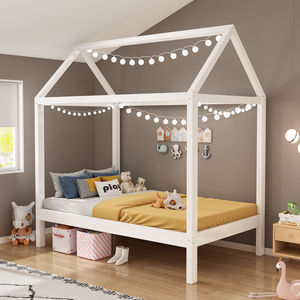 2025 Thiết Kế Mới Hiện Đại Châu Âu Rắn Gỗ Thông Nền Tảng Giường Dễ Dàng-Lắp Ráp Mái Ống Khói An Toàn Đáng tin cậy Trẻ Em Phòng Ngủ Nhà Sử Dụng - Product Image 2