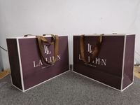 Recycled Paperboard Luxury Boutique Store Small Shopping Paper Bag Gift Gold Hot Stamping Embossing Ribbon Handle Closure