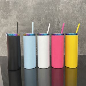 Vaso recto delgado de 20 oz con recubrimiento de polvo colorido efecto espejo arcoíris en la parte inferior, para grabado láser, desde almacén de EE. UU. - Product Image 2