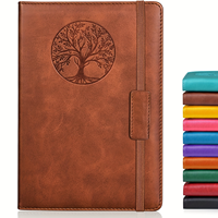Carnet à couverture rigide en similicuir avec fermeture élastique, reliure cousue, motif arbre de vie en relief NAB43 A5 128 feuilles de haute qualité