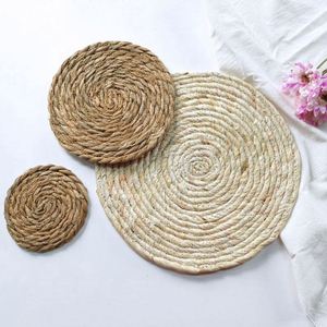 <b>Woven</b> Placemats Set Custom Table Mats Heat Resistant Anti-Slip Brown Round Rattan Placemats - Product Image 2