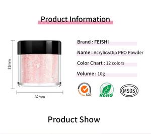 Feishi fabricant 12 couleurs rose <span class=keywords><strong>série</strong></span> 3 en 1 trempage sculpté Extension poudre acrylique flocons mélangés paillettes - Product Image 1
