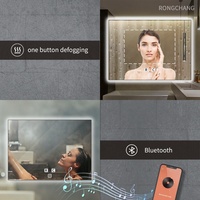 Miroir intelligent pour salle de bain avec affichage de la température et de l'humidité, dégivreur, écran tactile, TV et rétroéclairage LED