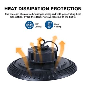 Entrepôt d'éclairage industriel à <span class=keywords><strong>prix</strong></span> compétitif Ip66 Étanche 50w 100w 150w 200w Aluminium Noir Ufo Led High Bay Light - Product Image 4