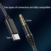 Earphone & headphone tipe-c Hifi, Headset berkabel IEM Aksesori atasan meja atau ponsel kabel dapat dilepas