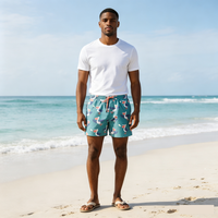 Short de plage élastique imprimé pelican pour hommes, avec cordon de serrage, séchage rapide, léger, décontracté, pour les vacances en bord de mer