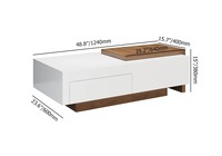 Table basse rectangulaire extensible moderne en noyer blanc pour salon, petite table d'appoint avec tiroir coulissant de rangement, écologique et durable