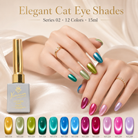 Yunzuan 15ml UV LED Soak Off Cat Eye Gel Polish Dreamy Glitter Magnetic Nail Gel 12 Couleurs OEM ODM