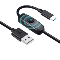 Cable de carga USB extendido de fábrica de 1,2 M a tipo C con interruptor de encendido y apagado para cable de lámpara Led