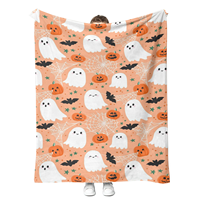 Couverture Polaire Personnalisée à Impression Sans Couture, Modèle Gratuit, pour la Maison, Motif Dessin Animé Mignon, Cadeau d'Halloween et de Noël