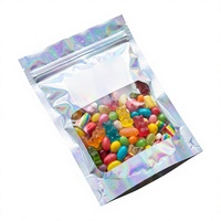 Bolsa Holográfica con Cierre, Tipo Stand-up, de Mylar, 3.5g, Impresión Digital Personalizada CMYK, PET/VMPET/PE, para Envasado de Alimentos, Reutilizable, para Venta Minorista