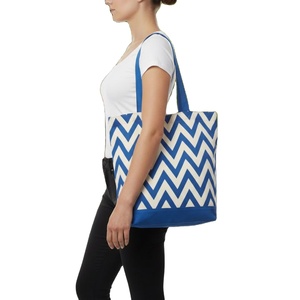 Sac fourre-tout en toile de jute à motif personnalisé, très vendu |   Sac de courses réutilisable écologique de grande taille avec fermeture éclair et longue poignée - Product Image 1