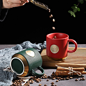 Taza <span class=keywords><strong>de</strong></span> Té Nórdica <span class=keywords><strong>de</strong></span> Cerámica con Franjas Verticales <span class=keywords><strong>de</strong></span> Cobre y Logotipo Personalizado, Taza <span class=keywords><strong>de</strong></span> Café <span class=keywords><strong>de</strong></span> 12 oz para Regalo Promocional - Product Image 2