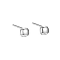 Zierliche 14K Vergoldete S925 Silber Quadratische Kuppel-Ohrstecker Sterling Silber Minimalistische Geometrische Ohrstecker