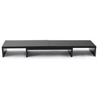 Support d'organisateur de bureau de bureau en MDF noir pour 2 moniteurs, longueur et angle réglables 3 étagères