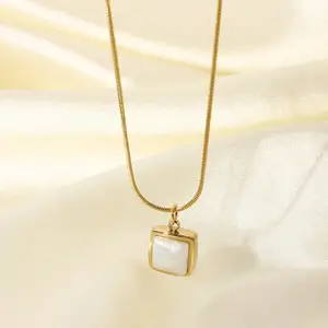 Luxury Non Tarnish 14K Gold Plated Stainless steel Zirconia Pendant Chain Necklace Jewelry for Women Gift