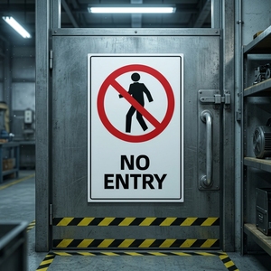 Autocollant d'avertissement de interdiction d'entrée, film PET, adhésif puissant, étiquette de signalisation de sécurité, étanche, pour porte d'entrepôt, utilisation intérieure et extérieure - Product Image 5