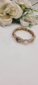 Traditional gemstone piece featuring multicolored stones and polki kundan work jewelry <b>set</b> - Product Image 3