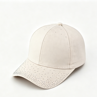 Casquette de baseball tendance style européen-américain avec lettres, 100% polyester, visière incurvée incrustée de diamants, prête pour l'exportation transfrontalière