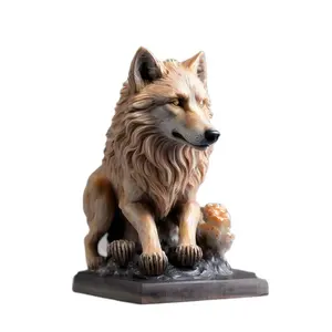 Resin Maned Wolf statue/figurine/sculpture, Custom polyresin Tabletop animal Gift & Crafts for Home & Office