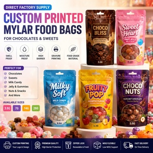 Bolsas de Mylar Impresas Personalizadas para Alimentos, Directamente de Fábrica, para Chocolates y Dulces, Impresión por Grabado, a Prueba de Olores, para Leche y Gelatina - Product Image 1