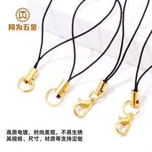 Gold Plated Phone Lanyard Black Single Double Loop <b>Metal</b> Lobster Buckle Strap 55 70 72 56mm Mobile Accessory - Product Image 3