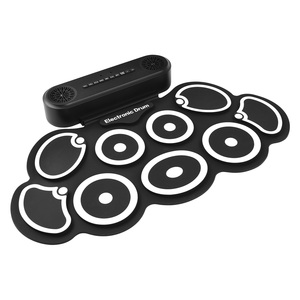 Batterie électronique avec double haut-parleur Roll up Drum Pad 9 Pads Supports BT MIDI Diverses connexions audio Prise casque 10 heures - Product Image 3