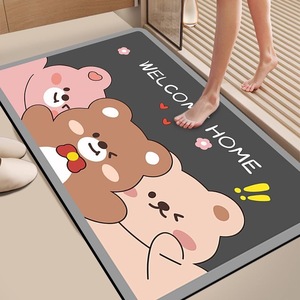 Paillasson rectangulaire antidérapant et absorbant à séchage rapide avec motif de dessins animés d'animaux mignons pour l'entrée de la maison - Product Image 6