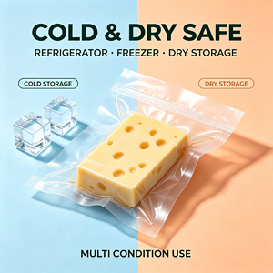 Sac sous vide de qualité alimentaire, pochette à trois soudures latérales, sac transparent pour l'emballage du fromage, conservation de la fraîcheur des produits laitiers - Product Image 6