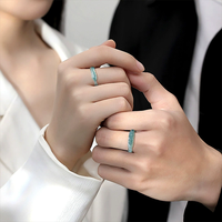Bagues en jadeite naturelle de qualité supérieure A, motif Dragon et Phénix bleus, en argent 925 plaqué rhodium, style classique, pour mariage et soirée