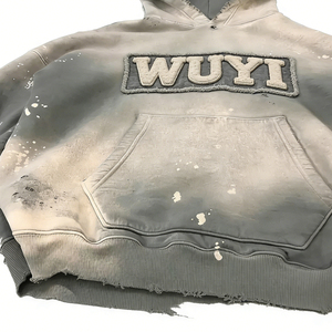 Sudadera con Capucha para Hombre, Personalizada con Logotipo, 100% Algodón Grueso, Bordado 3D, Logotipo en Toalla, Lavado Ácido, Efecto Desgastado, Sudadera Otoñal - Product Image 2