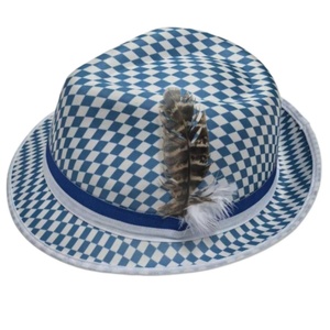 Vintage Faux Leather Fedora <b>Hat</b> with Diamond Pattern for Party & Travel Costume - Product Image 4