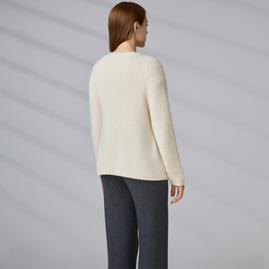 Manteaux en alpaga personnalisés OEM/ODM, pulls en tricot à col en V pour femmes, cardigans blancs d'hiver, pulls à boutons pour filles - Product Image 6