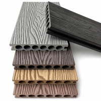 Système de terrasse en composite bois-plastique (WPC) à faible entretien, finition carrée brossée effet bois – Étanche et antidérapant pour usage commercial