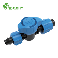 Vanne de goutte-à-goutte en ligne en plastique de haute qualité, bleue, à commande rotative, connecteur à filetage cannelé, pour contrôle de l'eau et irrigation, pression 1-3 bars