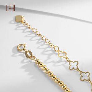 Cross Pendant 18K Real Gold Cross Beaded Bracelet Bead <b>Charms</b> Bracelet Au750 Gold 18k Real Bracelet - Product Image 3