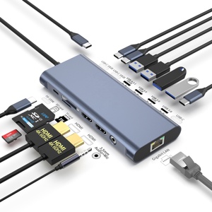 Hub USB C 14 en 1, double écran HDTV, station d'accueil USB C, <span class=keywords><strong>adaptateur</strong></span> multiport avec USB 3.2 4K HDTV pour ordinateur portable HP/Lenov O/<span class=keywords><strong>Mac</strong></span> Book - Product Image 1