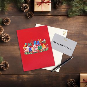 Custom Greeting 3D Pop-Up Christmas Card Eco-friendly <b>Gloss</b> Varnishing Thermal Transfer Printing Elegant <b>Paper</b> Merry Christmas - Product Image 4