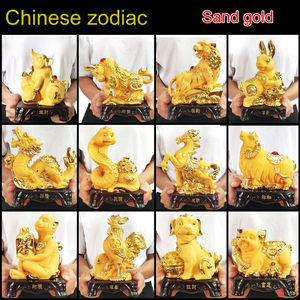 Statues en résine dorée de l'année du zodiaque chinois <span class=keywords><strong>2021</strong></span> : Rat, Bœuf, Tigre, Lapin, Dragon, Serpent, Cheval, <span class=keywords><strong>Mouton</strong></span>, Singe, Coq, Chien, Porc - Product Image 6