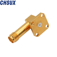 Conector hembra BMA chapado en oro con brida, montaje en Panel de 2 orificios, conectores coaxiales RF rectos, adaptador SMA de latón, comunicación PCB