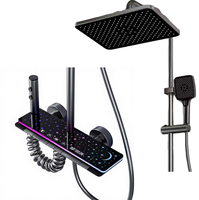 Système de douche de luxe en métal canon de fusil avec affichage LED ciel étoilé, commande par touches piano, pommeau de douche pluie et douchette à main pour salle de bain et spa