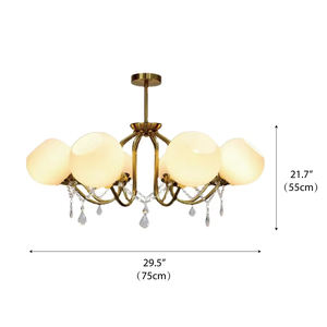 Lámpara de techo con diseño de <span class=keywords><strong>estambre</strong></span> de hierro para el hogar, candelabro moderno de cobre y vidrio blanco para dormitorio y sala de estar - Product Image 4