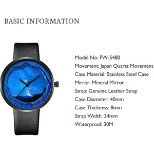 นาฬิกาข้อมือแฟชั่นเรียบง่ายสำหรับผู้หญิง Mark Fairwhale รุ่น FW-5480 กันน้ำ หน้าปัดลายท้องฟ้าประดับดาว นาฬิกาควอตซ์สำหรับผู้ชาย Relojes Para Damas - Product Image 2