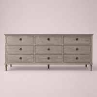 Commode de luxe moderne et durable en bois massif de chêne à 9 tiroirs pour chambre à coucher