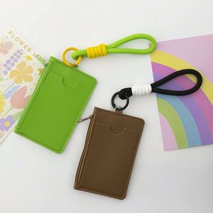 Cute Solid Color Card <b>Wallet</b> & Coin Purse with Wrist Strap Portable Card Holder Unisex Zipper Leather <b>Small</b> Bag - Product Image 4