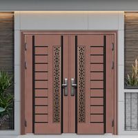 Porte double de luxe pour villa maison Porte d'entrée métallique en acier inoxydable avec fonction coupe-vent Application extérieure finie Sous-sol