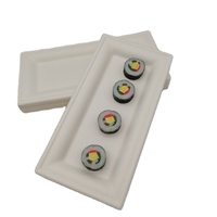 Assiettes rectangulaires jetables en papier biodégradable en bagasse de canne à sucre 100 % compostable ECO