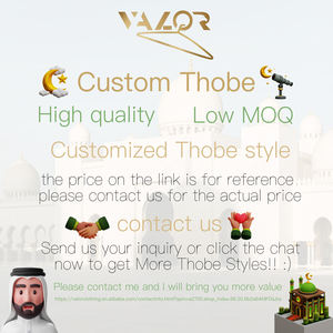 Nuevo diseño Premium estilo saudí Color sólido Thobes para hombres tela ligera musulmana uso diario con cuello bordado - Product Image 5